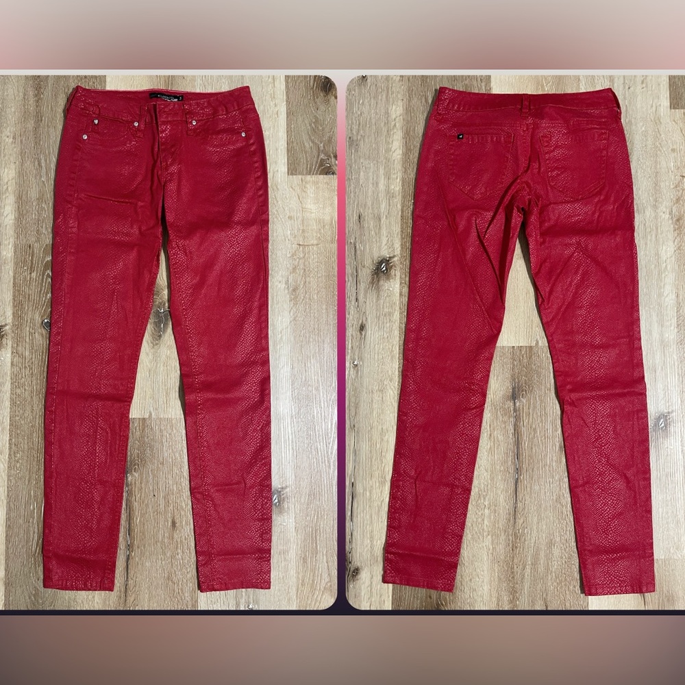 VTG Y2K Lovesick Red Snakeskin Print Women’s Skinny Jeans  5